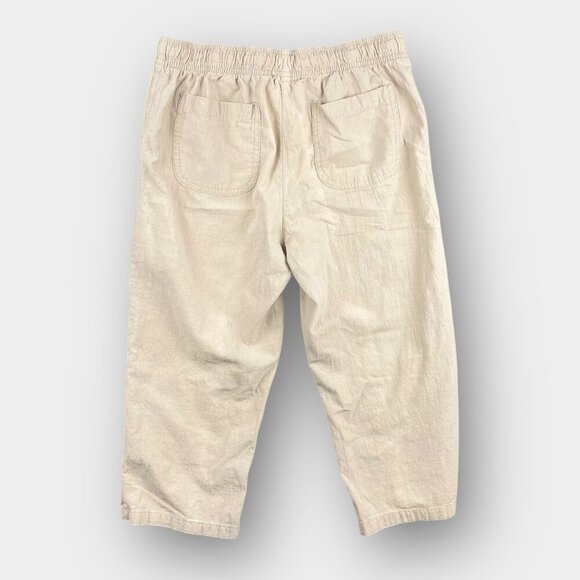 Classic Edition Beige Cropped Pants Size S | 100% Cotton Drawstring Waist Pocket - Picture 3 of 9